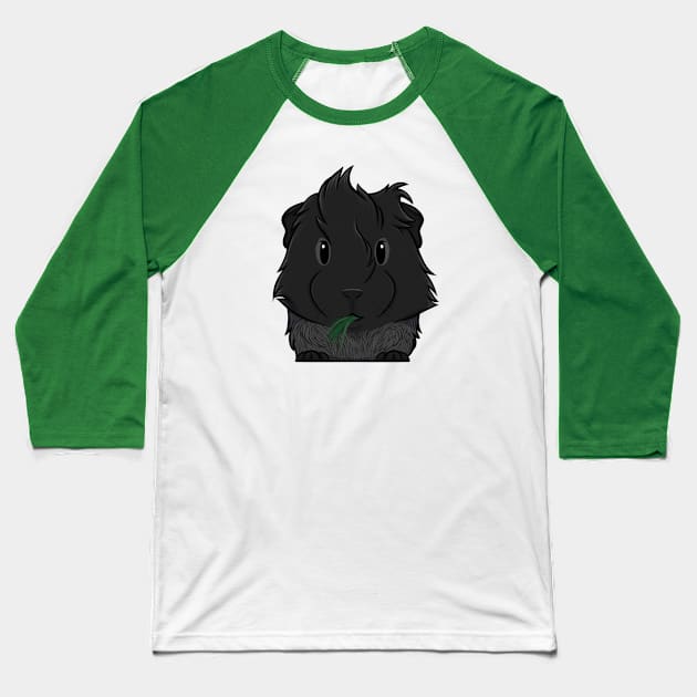 Black Roan Abyssinian Guinea Pig Baseball T-Shirt by DeguArts